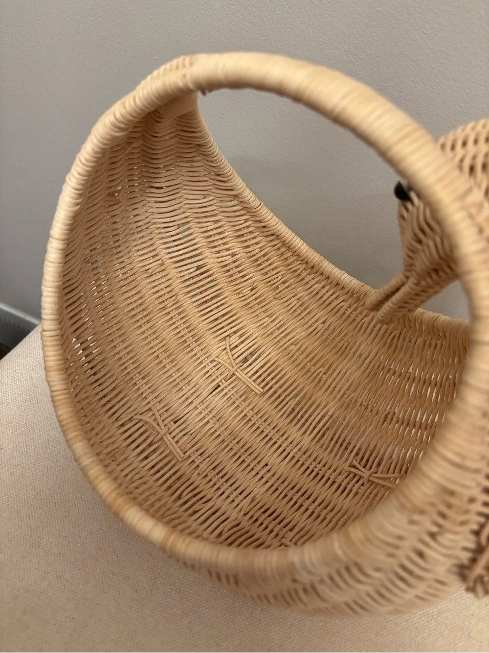 VTG Goose Swan Duck Wicker Basket Folk Art Farm House Cottage Core Boho MCM